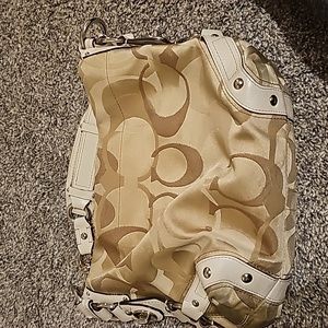 Coach Tan canvas hobo bag